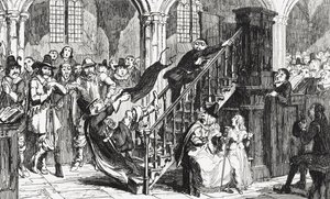 Reverendo Holdenough durante un servizio, illustrazione da 