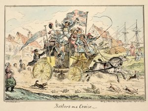 Marinai in Crociera, da Greenwich Hospital, una Serie di Schizzi Navali, Descrittivi della Vita di un Marinaio, pub. 1826 da George Cruikshank