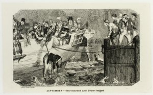 Settembre - Over-Boarded and Under-Lodged dalle acqueforti di George Cruikshank a The Comic Almanacks: 1835-1853 da George Cruikshank