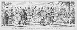 Le "Bloomers" a Hyde Park, o una straordinaria esibizione per il 1852 da George Cruikshank