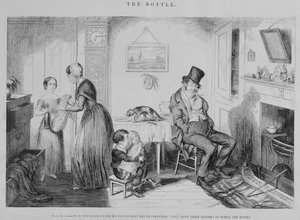 La bottiglia, Piatto II, viene licenziato dal lavoro per ubriachezza: impegnano i loro vestiti per procurarsi la bottiglia, 1847 da George Cruikshank