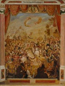 La prima apparizione di William Shakespeare sul palco del Globe Theatre da George Cruikshank