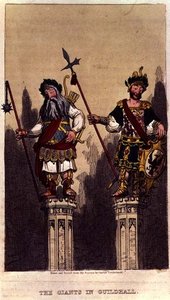 I giganti nella Guildhall, pub. c.1824 da George Cruikshank