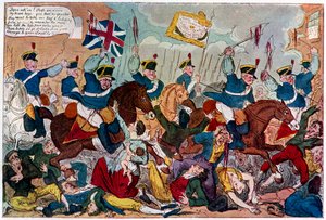 Il massacro di Peterloo, o Britanni colpiscono a casa da George Cruikshank