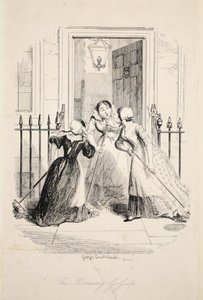 Il pettegolezzo del mattino, da La più grande piaga della vita, pub. 1847 da George Cruikshank