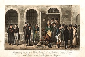Tom, Jerry e Logic nel cortile della stampa, prigione di Newgate, Londra da George Cruikshank