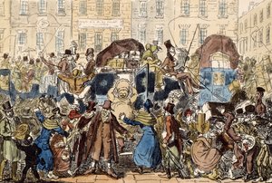 Viaggiare in Inghilterra, o uno sguardo dalla White Horse Cellar, 1819 da George Cruikshank