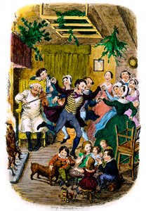 Cartolina di Natale vittoriana di George Cruikshank