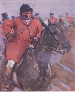 Sono molto obbligato a vedere quel gentiluomo con i grossi polpacci per aver cavalcato sopra i miei segugi, da Lezioni di Mr Jorrocks pubblicato da Hodder & Stoughton da George Denholm Armour