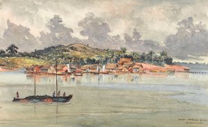 Porto interno, lato sud, Singapore, c.1859-62 da George E.L.S. Sanford