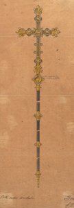 Design eseguiti per Jones e Willis, lavoratori in metallo e legno e produttori di mobili per chiese di Birmingham e Londra da George Edmund Street