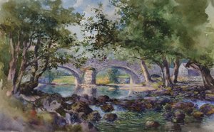 Ponte Vecchio vicino a Bettws-y-Coed, Galles del Nord da George Elbert Burr