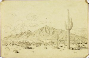 Senza titolo (disegno di trasferimento per Camelback Mountain, Phoenix) da George Elbert Burr