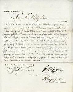 Giuramento di fedeltà di George E. Leighton del Missouri, Contea di St. Louis da George Eliot Leighton