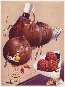 Castagne e un bouquet di lamponi (litografia a colori) da George Ernest (after) Studdy