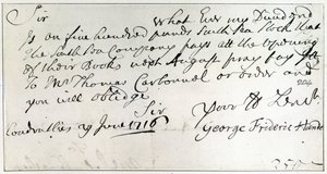 Lettera scritta da Handel, giugno 1716 da George Frederick Handel