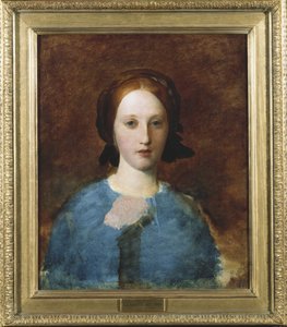 Ritratto di Mrs. Prescott Decie, busto, in un vestito blu - uno schizzo da George Frederick Watts