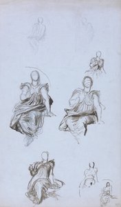 Studi di una figura seduta con un libro da George Frederick Watts