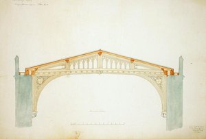 New College Oxford: Progetto per il nuovo tetto della sala da George Gilbert Scott