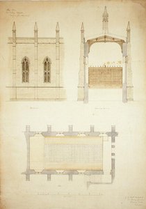 New College Oxford: Progetto per il tetto della New Hall da George Gilbert Scott