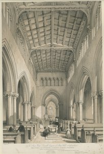 Stafford - Interno della Chiesa di Santa Maria: litografia colorata da George Gilbert Scott