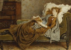 Una Giovane Donna che Legge in un Interno da George Goodwin Kilburne