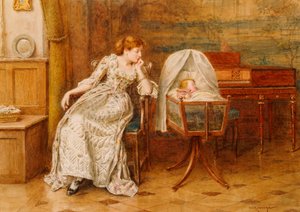 Un interno con madre e figlio da George Goodwin Kilburne