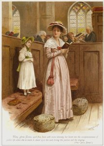 Mary Anne Evans, di cinque anni, sente con più intensità il suo ingresso nella coscienza della vita pubblica quando viene fatta stare in piedi sul sedile durante i salmi e il canto da George Goodwin Kilburne