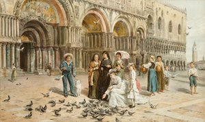 I piccioni di San Marco, Venezia, Italia da George Goodwin Kilburne