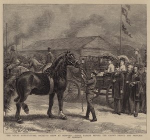 Mostra della Royal Agricultural Society a Bedford, parata dei cavalli davanti al principe e alla principessa di Germania da George Goodwin Kilburne