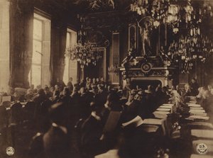 America nella Prima Guerra Mondiale: Interprete che traduce il discorso del Presidente Poincaré in inglese all
