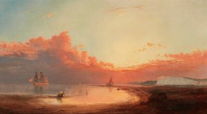 Navigazione al largo della costa inglese, tramonto da George Gregory