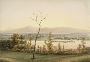 Crepuscolo precoce, Kaatskill Catskill Landing e Montagne dalla riva est dell