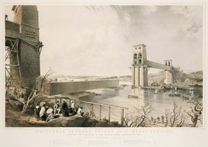 Ponte tubolare Britannia durante la costruzione, 3 dicembre 1849 da George Hawkins