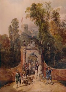 Una festa di falconeria in partenza, XIX secolo, 1935 da George Haydock Dodgson