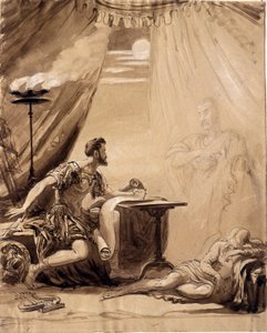 Scena dal "Giulio Cesare" di Shakespeare: Il fantasma di Cesare appare a Bruto, 1871 circa (lavaggio su carta) da George Hayter