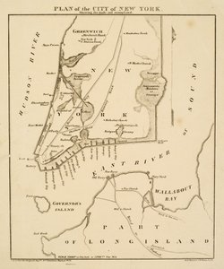 Piano della città di New York che mostra le terre bonificate e le paludi, 1856 da George Hayward