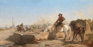 Un buttero che abbevera il suo cavallo nella campagna romana, 1853