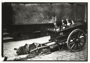 Cane da tiro attaccato a un carro con barili da George Hendrik Breitner