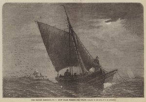 Le pescherie britanniche, n. 3, barche di stoccaggio che pescano spratti da George Henry Andrews