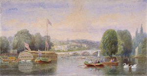 Il fiume Tamigi con il ponte di Richmond e Richmond Hill in lontananza, Londra, 1867