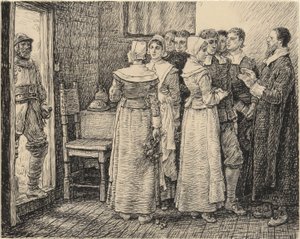 Il matrimonio puritano interrotto da George Henry Boughton