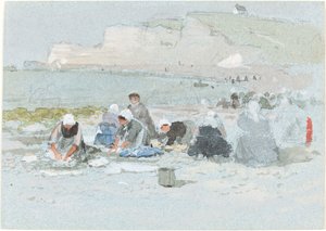 Lavandaie sulla spiaggia di Etretat da George Henry Boughton