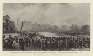 Sua Maestà la Regina distribuisce medaglie agli eroi della Crimea alla parata delle Guardie a Cavallo, 21 maggio 1855 da George Housman Thomas