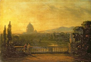 Vista di San Pietro, Roma dalla terrazza di una villa