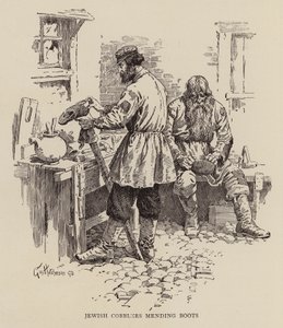 Calzolai ebrei che riparano stivali da George Hutchinson