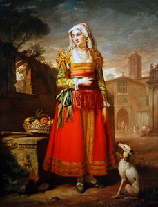 Ritratto di una signora, a figura intera, vestita in costume italiano da George James