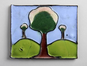 Placca in smalto con tre alberi