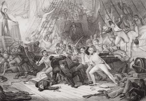 Nelson che sale a bordo del San Josef alla Battaglia di St. Vincent, 14 febbraio 1797, da 