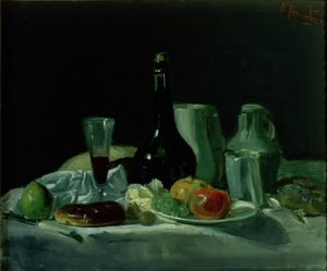 Natura Morta - Bottiglia e Frutta